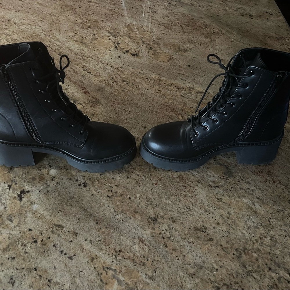 Madden Girl Black Lace-Up Boots - Picture 3 of 8